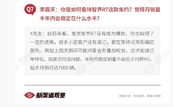 消息称智界R7月销可达7000辆 余承东曾称卖一台亏3万  第2张