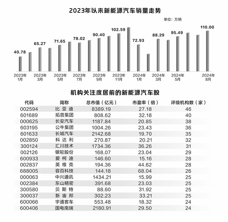 新能源汽车多项数据亮眼 龙头公司销量创历史新高  第1张